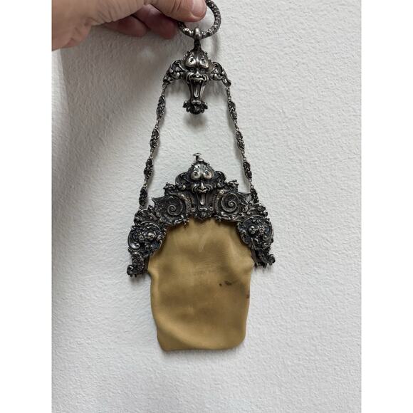 French Antique Sterling Silver Gargoyle Mascaron Frame Purse - Picture 7 of 14